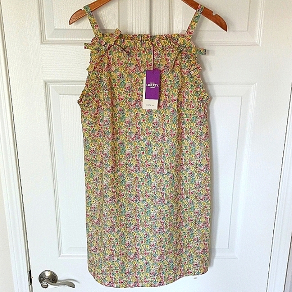 NWT Doen Dee Strap Dress Chrysanthemum Sky Floral Pink Green sz Small